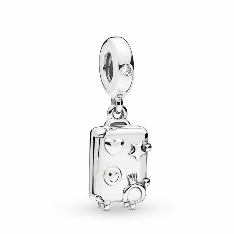 Pandora Suitcase Dangle Charm Ireland - Sterling Silver/Enamel/Pink/Cubic Zirconia - 415702BTO